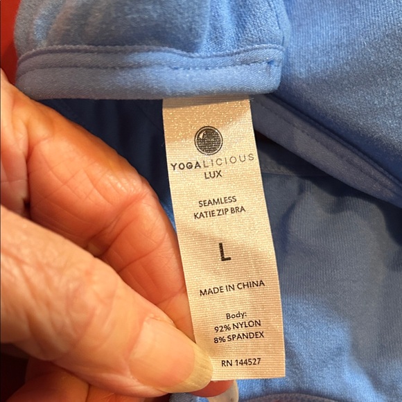 Yogalicious Bright Blue Zip-Front Sports Bra - Picture 2 of 5